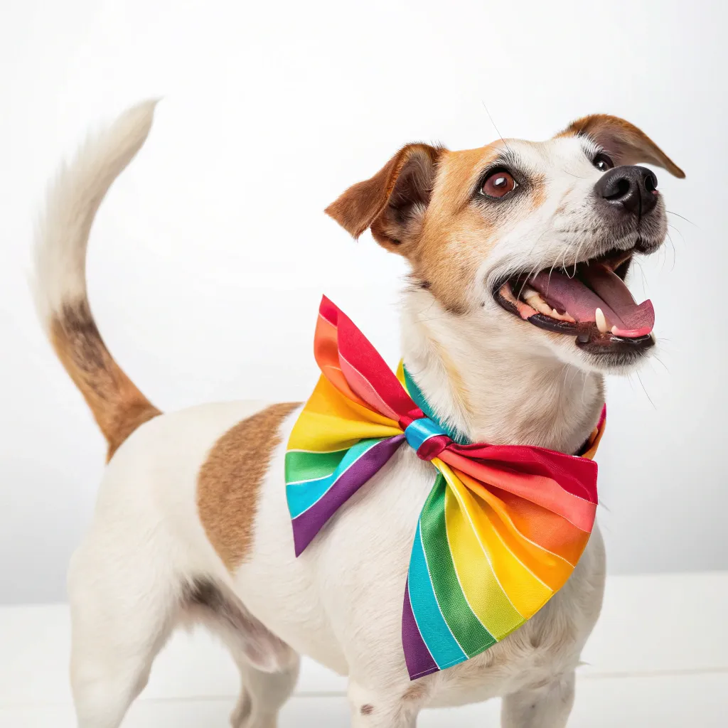 Happy pet with a bow